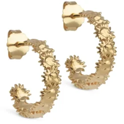 Enamel Sunshine Wreath halvcreoler i forgyldt sølv