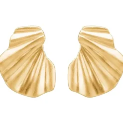 Enamel Wave øreringe i forgyldt sølv
