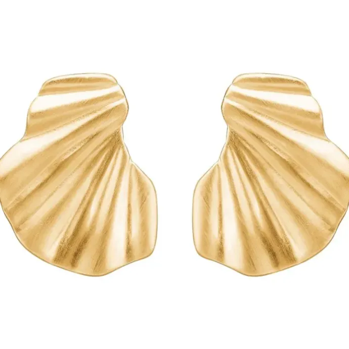 Enamel Wave øreringe i forgyldt sølv
