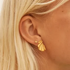 Enamel Wave øreringe i forgyldt sølv