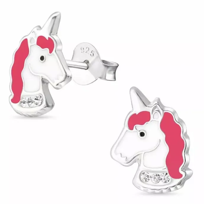 Enhjørning ørestikker i sølv