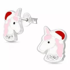 Enhjørning ørestikker i sølv