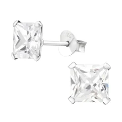 Firkantet 6 x 6 mm øreringe i sølv