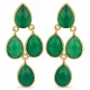Grønne onyks øreringe i forgyldt sølv