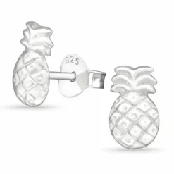 Ægte ananas øreringe i sølv