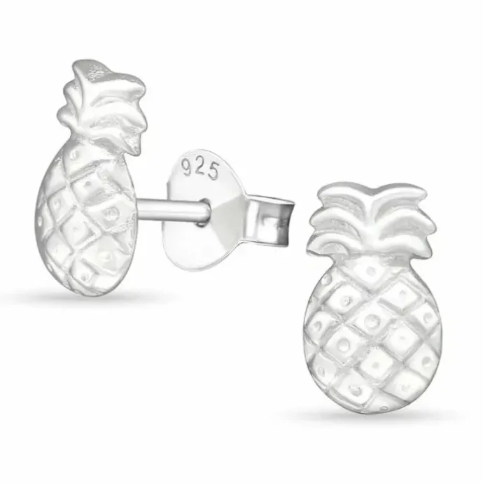 Ægte ananas øreringe i sølv