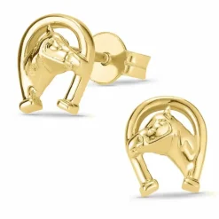 Hestesko ørestikker i 9 karat guld