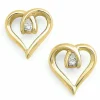 Hjerte brillantøreringe i 9 karat guld med diamanter