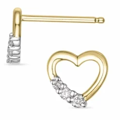 Hjerte brillantøreringe i 14 karat guld og hvidguld med diamant