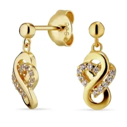 Hjerte infinity zirkon øreringe i forgyldt sølv