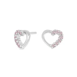 Hjerte øreringe i sølv pink zirkon