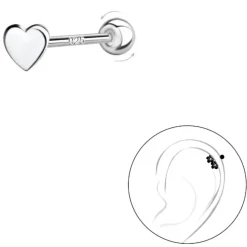Hjerter helix piercing i sølv