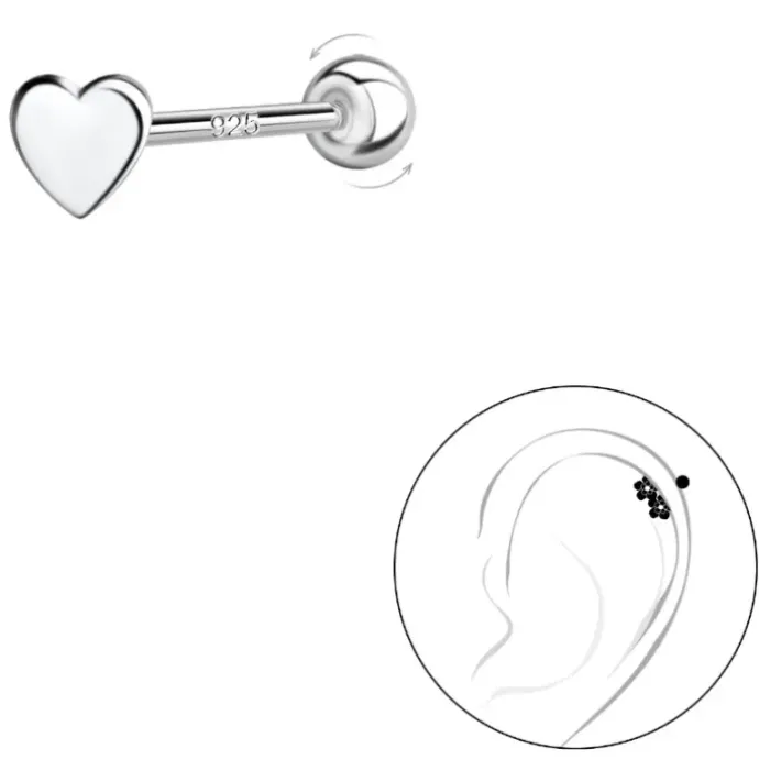 Hjerter helix piercing i sølv