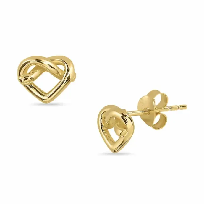 Hjerter ørestikker i forgyldt sølv