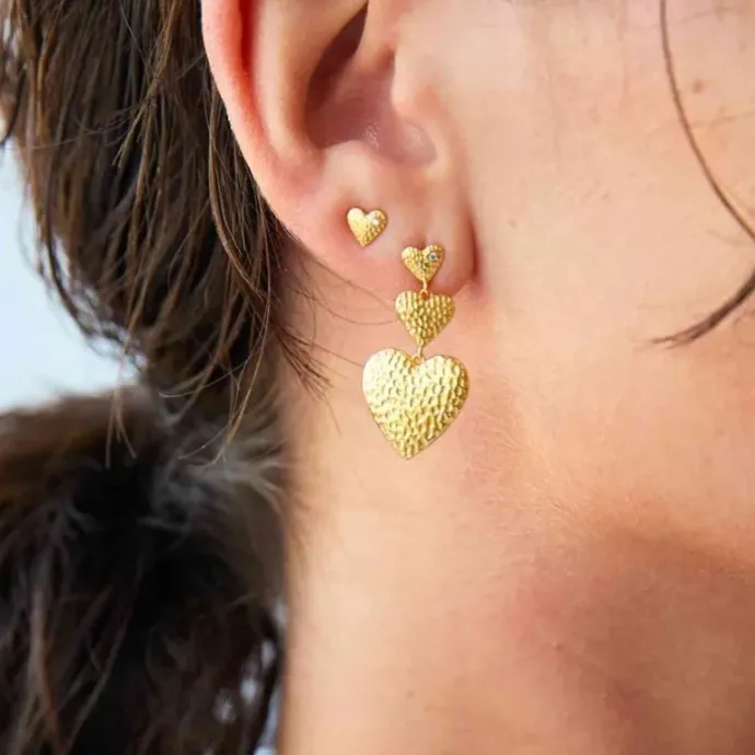 Hultquist Mini hjerte øreringe i forgyldt sølv