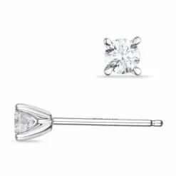 Kampagne - 2 x 0,16 ct diamant solitaireørestikker i 14 karat hvidguld med diamant