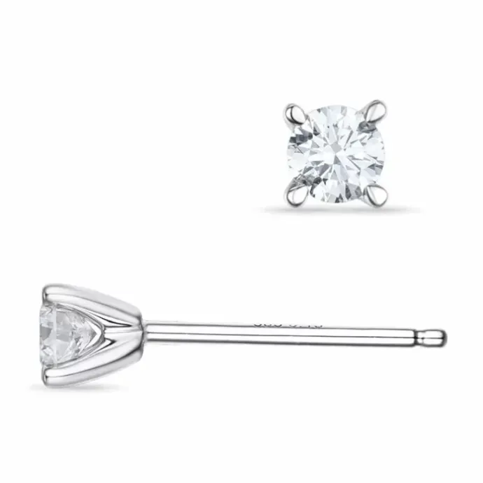 Kampagne - 2 x 0,16 ct diamant solitaireørestikker i 14 karat hvidguld med diamant