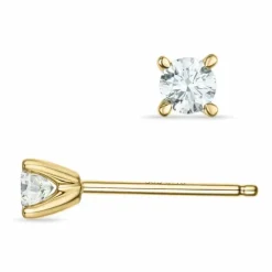 Kampagne - 2 x 0,16 ct diamant solitaireørestikker i 14 karat guld med diamant