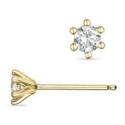 Kampagne - 2 x 0,16 ct diamant solitaireørestikker i 14 karat guld med diamant