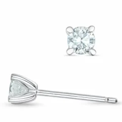 Kampagne - 2 x 0,20 ct diamant solitaireørestikker i 14 karat hvidguld med diamant