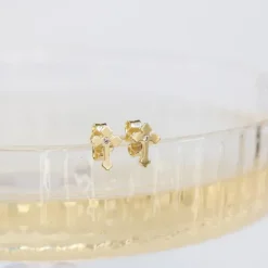 Kors ørestikker i 9 karat guld med zirkon