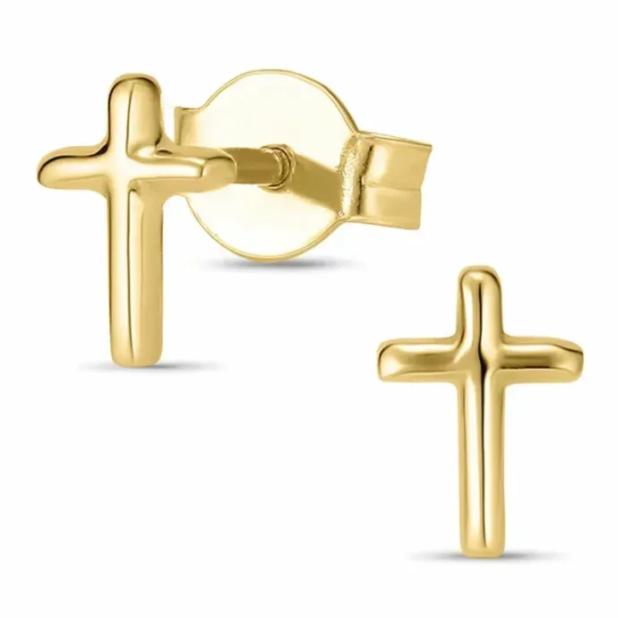 Kors ørestikker i 9 karat guld