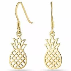 Lange ananas øreringe i forgyldt sølv