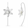 Lange blomster perle ørekroge i sølv
