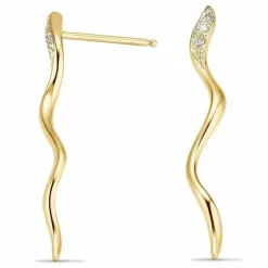 Lange diamantøreringe i 14 karat guld med diamant