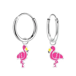 Lange flamingo børneøreringe i sølv