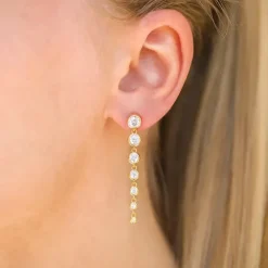 Lange zirkon øreringe i forgyldt sølv - Bubbly Sparkle