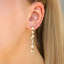 Lange zirkon øreringe i forgyldt sølv - Bubbly Sparkle