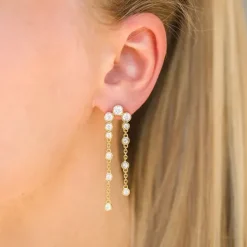 Lange zirkon øreringe i forgyldt sølv - Bubbly Sparkle