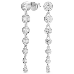 Lange zirkon øreringe i sølv - Bubbly Sparkle