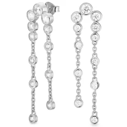 Lange zirkon øreringe i sølv - Bubbly Sparkle