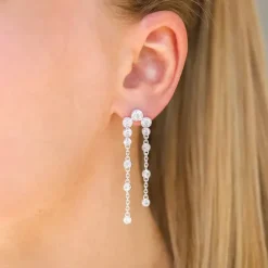 Lange zirkon øreringe i sølv - Bubbly Sparkle