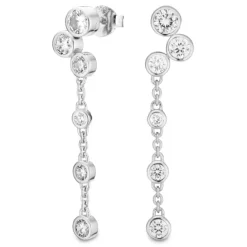 Lange zirkon øreringe i sølv - Bubbly Sparkle