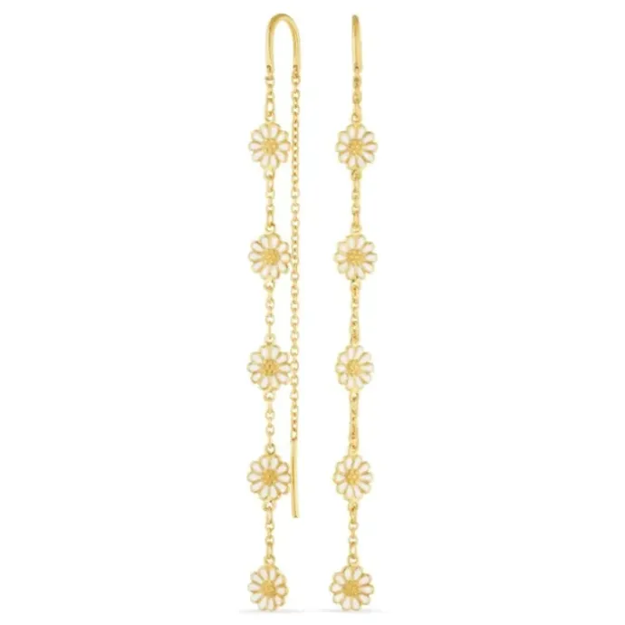 Marguerit kæde øreringe i forgyldt sølv - Maggie