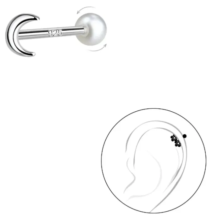 Måne helix piercing i sølv