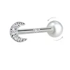 Måne zirkon helix piercing i sølv