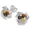 Multifarvede ørestikker i sølv