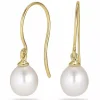 Ovale 7 - 8 mm aaa-graded ferskvandsperle øreringe i 14 karat guld med
