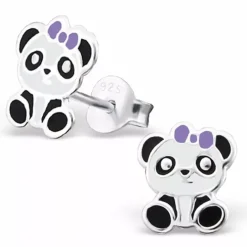 Panda øreringe i sølv