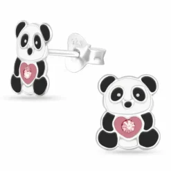 Panda ørestikker i sølv