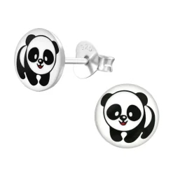 Panda ørestikker i sølv