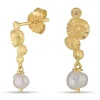 Perle øreringe i forgyldt sølv