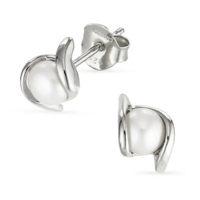Perle øreringe i sølv