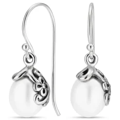 Perleøreringe i oxideret sterlingsølv