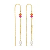 Pink kæde øreringe i forgyldt sølv