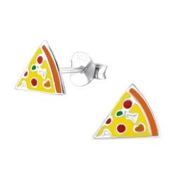 Pizza øreringe i sølv